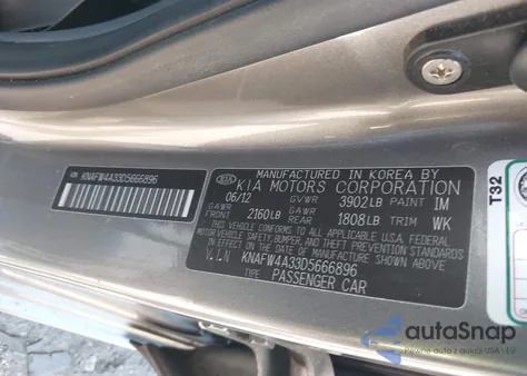 2013 Kia Forte Sx из США, поврежденный, VIN KNAFW4A33D5666896